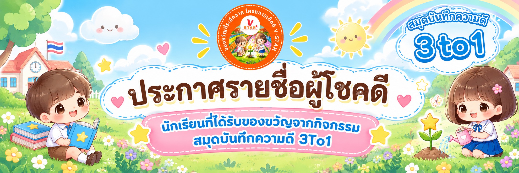 ประกาศรายชื่อผู้โชคดี สมุดบันทึกความดี 3to1 ปี 2569